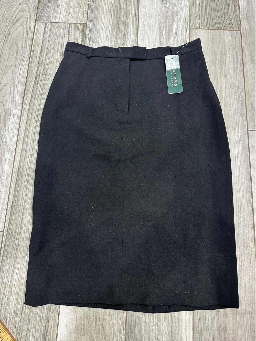 Lauren Ralph Lauren Black Wool Blend Knee Length Pencil Skirt Size 10
